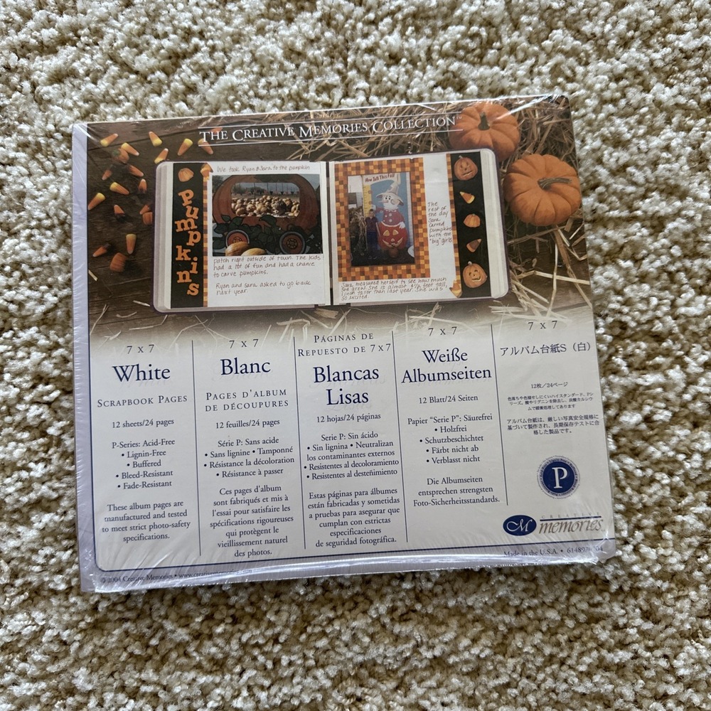 New Creative Memories 7 X‎ 7" White Scrapbook Refill Pages 12 Sheets 2004 Sealed